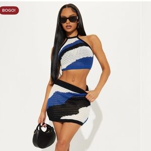 Fashion Nova Orange and Pink Mini Skirt